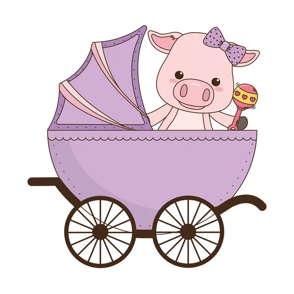 Conception isolée de dessin animé pour bébé porc — Image vectorielle