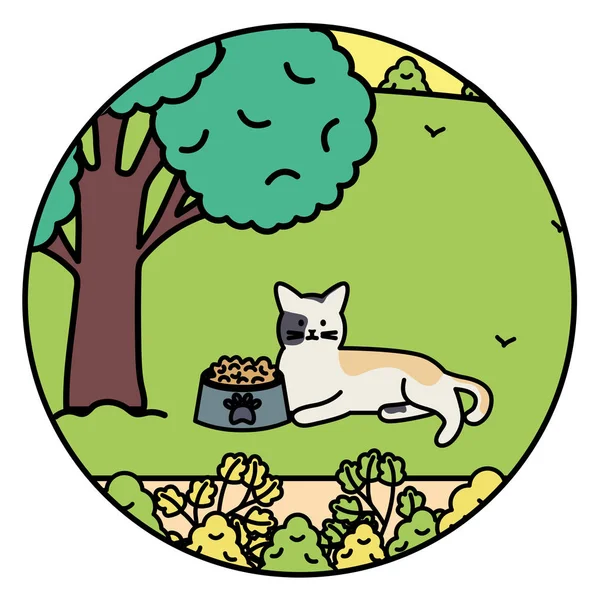 Cute cat mascot adorable in the landscape — стоковый вектор