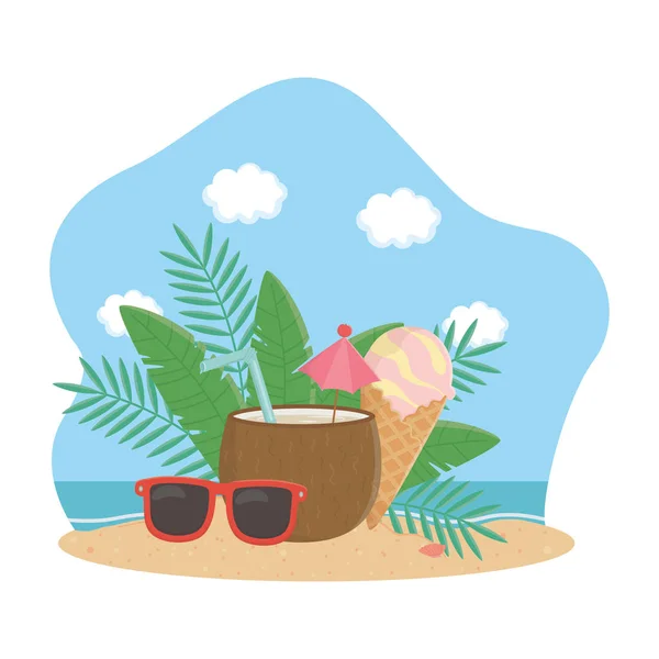 Diseño de conjunto de iconos de verano y vacaciones — Vector de stock