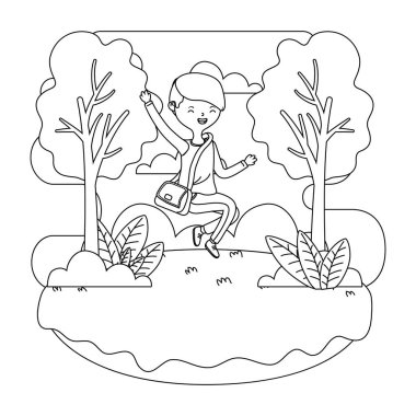 Genç çocuk karikatür tasarım vector Illustrator