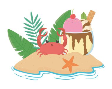 Yaz ve tatil simgesi set tasarım