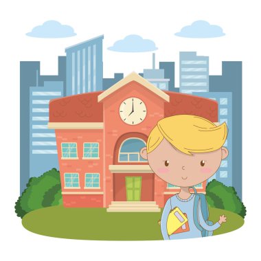 Genç çocuk karikatür tasarım vector Illustrator