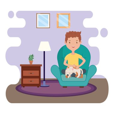 Kedi karikatür tasarımı ile çocuk