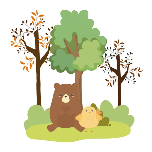 Bear and chicken cartoon vector design — Wektor stockowy