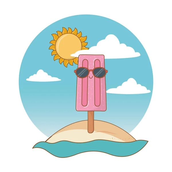 Letní a plážové roztomilé karikatóny — Stockový vektor
