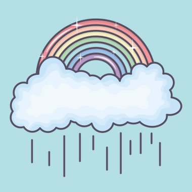 clouds rainy sky with rainbow weather