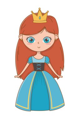 Ortaçağ prenses çizgi film tasarım vektör çizimi