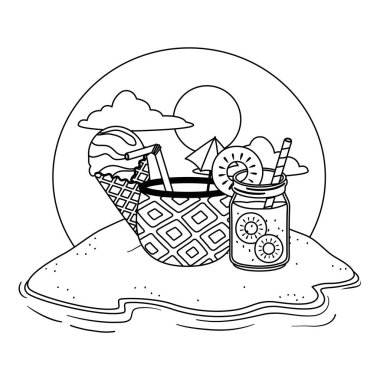 Yaz ve tatil simgesi set tasarım