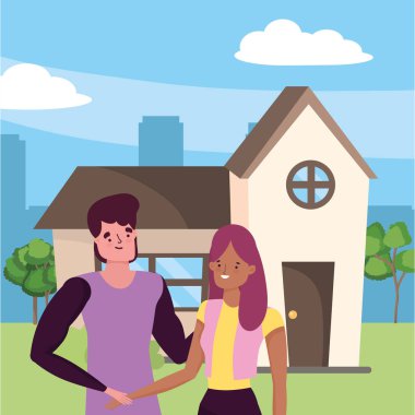 Kadın ve erkek karikatür tasarım çift