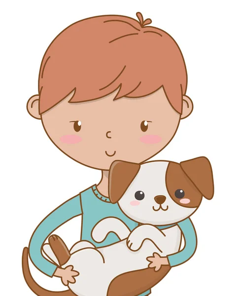Niño con diseño de dibujos animados para perros — Vector de stock