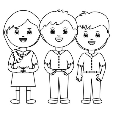 sevimli küçük öğrenciler grup karakterleri