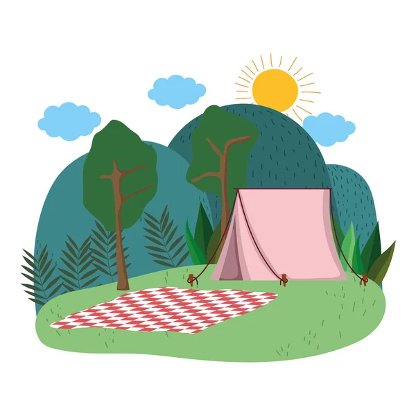Zelt- und Campingvektordesign — Stockvektor