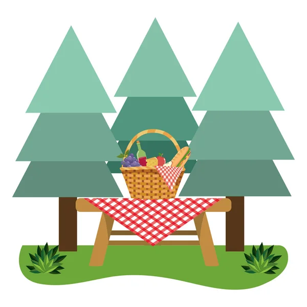 Picknickkorb im Walddesign — Stockvektor
