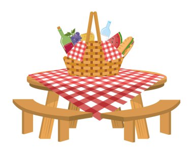 İzole piknik sepeti tasarım vektör