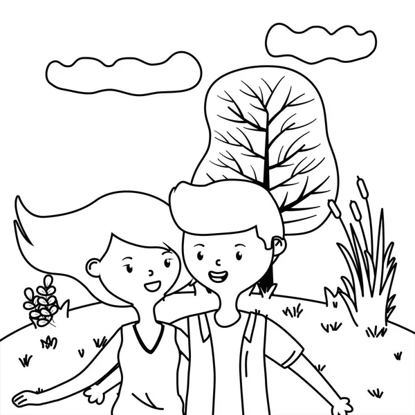 青少年男孩和女孩卡通设计 — 图库矢量图片