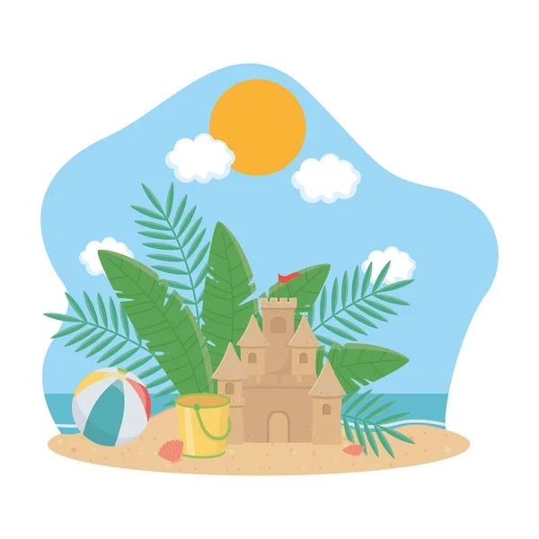 夏と休暇のアイコンセットデザイン — ストックベクタ