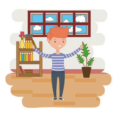 Genç çocuk karikatür tasarım vector Illustrator