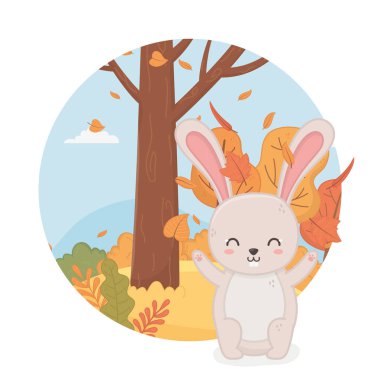 Sevimli hayvan güz mevsimi düz tasarım