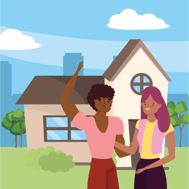 Kadın ve erkek karikatür tasarım çift