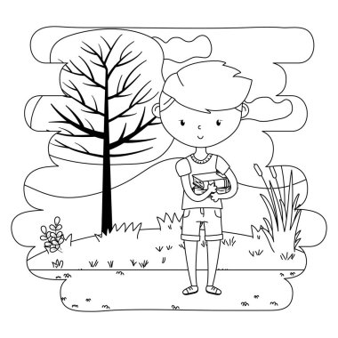 Genç çocuk karikatür tasarım