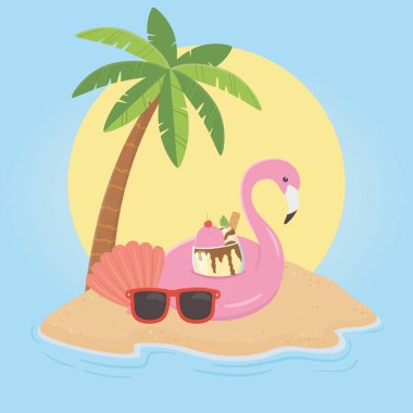 Flaman deniz manzaralı yaz posteri