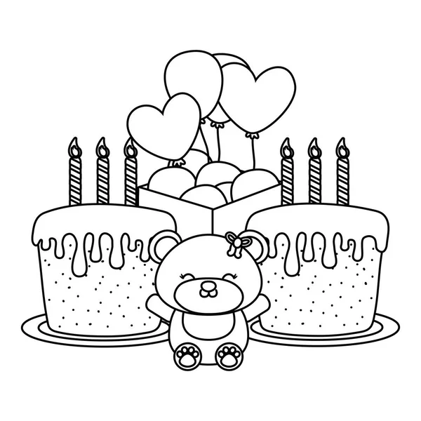 Baby birthday party elements black and white — Image vectorielle