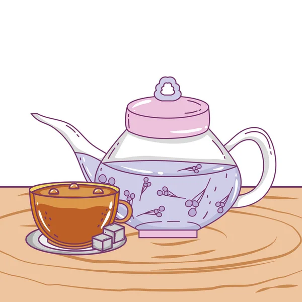 Изолированный чайник и дизайн чашки кофе — стоковый вектор