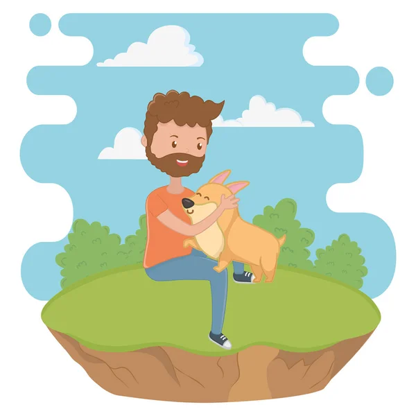 Boy with dog cartoon design — Stock Vector