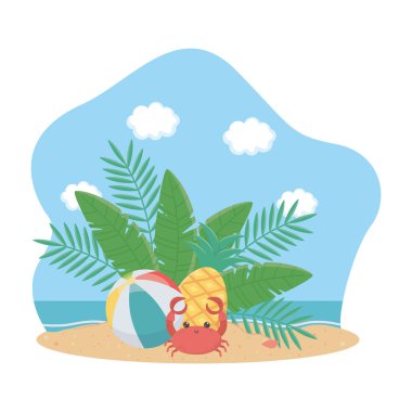 Yaz ve tatil simgesi set tasarım