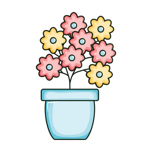 Schöner Blumengarten im Keramiktopf — Stockvektor