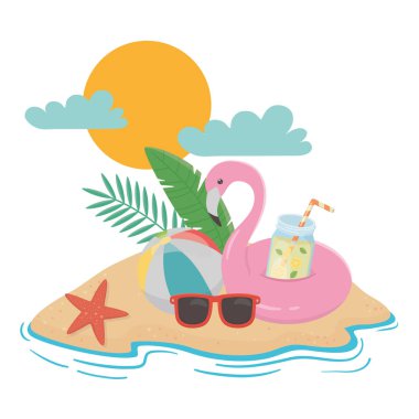 Yaz ve tatil simgesi set tasarım