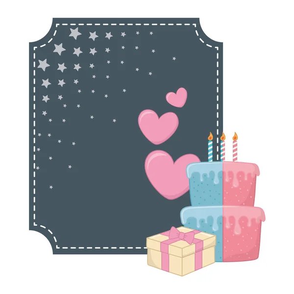 Square frame and birthday elements — Stock Vector