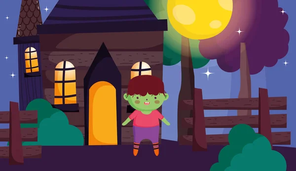 Crianças com fantasia imagem halloween —  Vetores de Stock