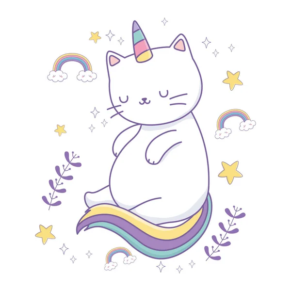 Conception vectorielle d'un chat à licorne — Image vectorielle