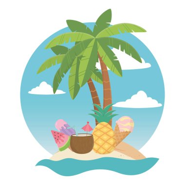 Yaz ve tatil simgesi set tasarım