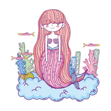 Deniz yosunu fairytale karakter ile güzel deniz kızı