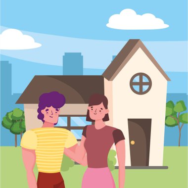 Kadın ve erkek karikatür tasarım çift