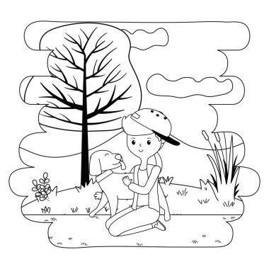 Köpek karikatür tasarımı ile çocuk