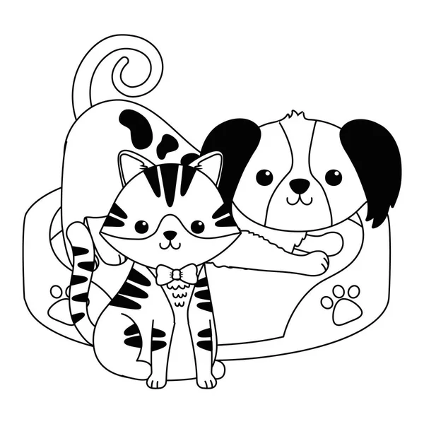 Design de desenhos animados para cães e gatos isolados — Vetor de Stock