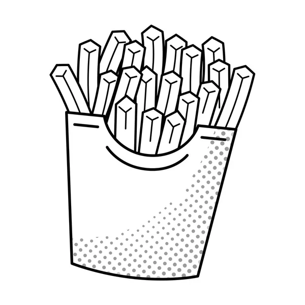 Francês batatas fritas ícone preto e branco — Vetor de Stock
