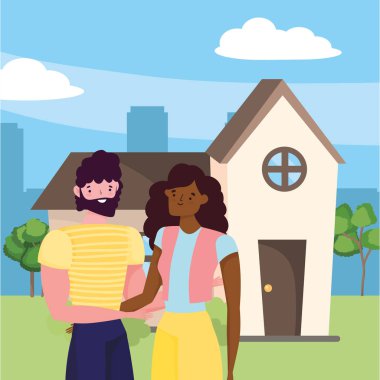 Kadın ve erkek karikatür tasarım çift