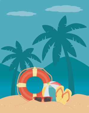 vektör illüstrasyon palmiye ağacı tasarımı, yaz tatil vektör illüstrasyon