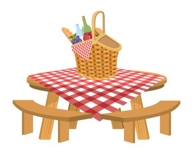 İzole piknik sepeti tasarım vektör
