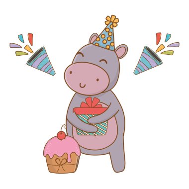 Mutlu Doğum simgesi tasarımı ile hayvan karikatür