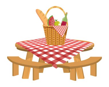 İzole piknik sepeti tasarım vektör