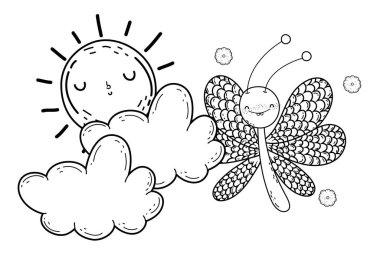 İzole kelebek karikatür tasarım çizmek