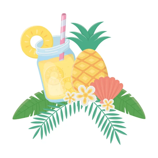 Векторная иллюстрация дизайна напитка с ананасовым соком — стоковый вектор