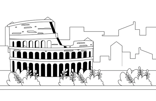 Monumento al Coliseo en Roma diseño — Vector de stock