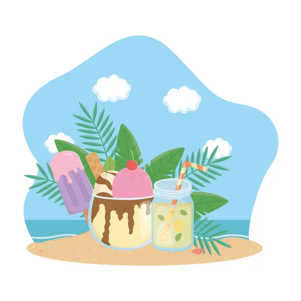 Zomer en vakantie icon set design — Stockvector