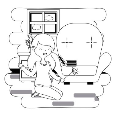 Kedi oyuncak tasarımı ile genç kız karikatür